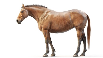 Obraz premium Elegant horse standing with smooth coat on white.