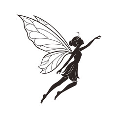flat design cartoon of fairy silhouette