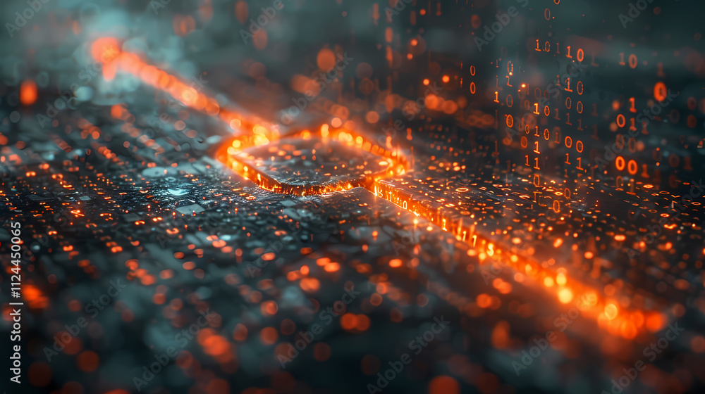 Poster cybernetic heartbeat: a mesmerizing abstract digital artwork depicting a glowing circuit board with 