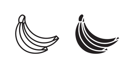 Banana icon set in Thin line black color.