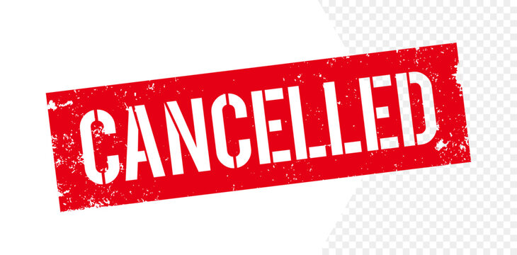 Cancelled text stamp on white background. Cancelled sign. Squares red grunge rubber stamp sign. Abstract vector illustration