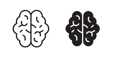 Brain icon set in Thin line black color.