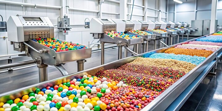 Automatic candy plant factory producing sweet and delicious confectionery , candy, confectionery, production