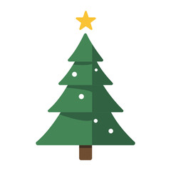 Christmas Tree Flat Vector Illustration