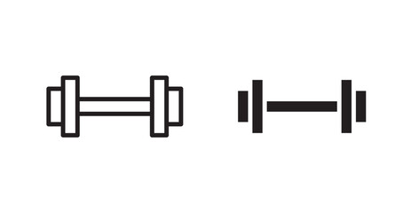 Dumbbell icon set in Thin line black color.