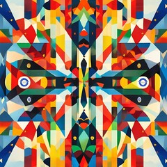 Vibrant Kaleidoscope of Flags and Geometric Patterns Celebrating Unity and Joy