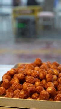 Traditional delicious dessert from Asian region prepared by frying