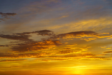 日没　夕日に輝く雲