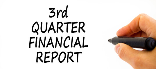 3rd quarter financial report symbol. Concept words 3rd quarter financial report on beautiful white paper. Beautiful white background. Business 3rd quarter financial report concept. Copy space.
