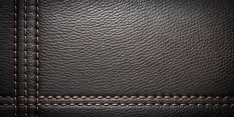 Dark fake leather texture with intricate stitching detail , texture, fabric, synthetic, material, fashion, black, background