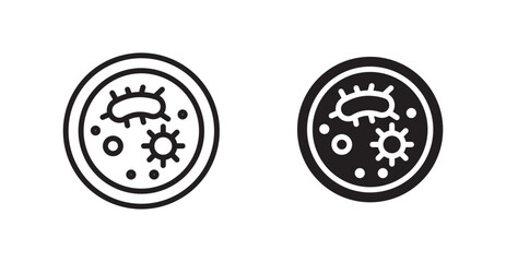 Microorganism icon set in Thin line black color.