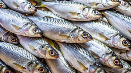 Fototapeta premium Pile of fresh milkfish with silver scales , milkfish, seafood, fresh, pile, silver scales, fish, fishing, marine life