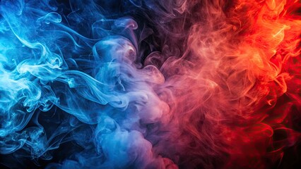 Obraz premium Colorful abstract background with contrasting blue and red smoke, creating a dynamic mix of cold and hot elements, color, smoke, abstract