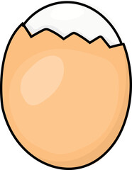 Illustration of a Half-Cracked Egg with Shell.