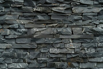  Old grey long stone wall. Detailed photo textured background