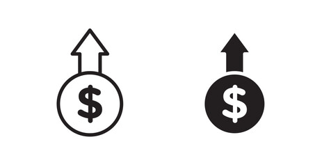 Sales growth icon set in Thin line black color.