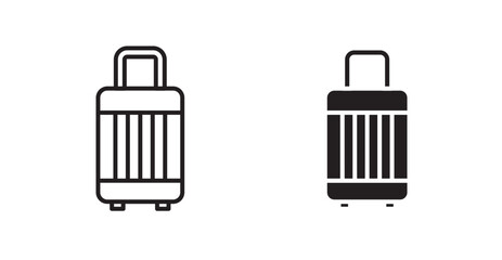 Suitcase icon set in Thin line black color.