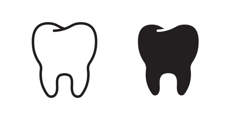 Tooth icon set in Thin line black color.