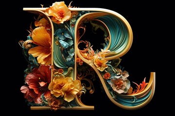 Floral Alphabet - Vector
