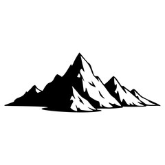 Mountain silhouette black and white illustration