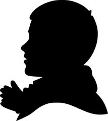 Male head portrait in profile. Black silhouette on white background. Vector image.