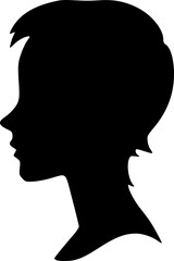 Portrait of a female head in profile. Black silhouette on a white background. Vector images.