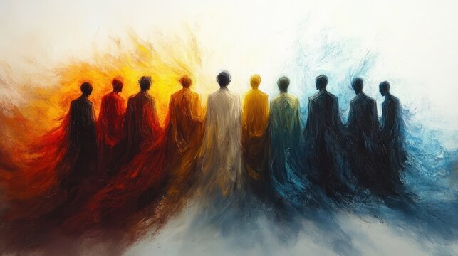 Holy Spirit Descent on Apostles at Pentecost with Tongues of Fire in Ethereal Atmosphere