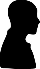 Male head portrait in profile. Black silhouette on white background. Vector image.