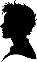 Male head portrait in profile. Black silhouette on white background. Vector image.