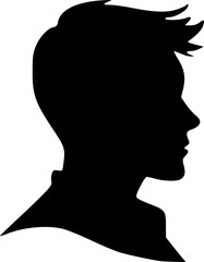 Male head portrait in profile. Black silhouette on white background. Vector image.