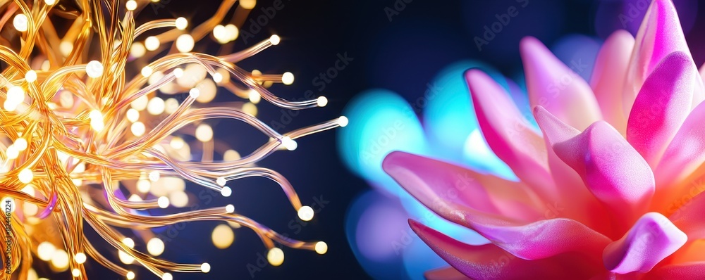 Poster vibrant abstract light patterns and colorful floral design elements