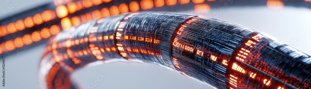 Poster futuristic technology concept with neon glow and data flow animation