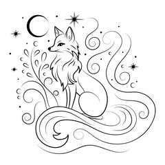 Abstract linear drawing in the form of a fox