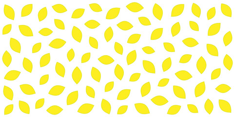 Seamless pattern of yellow leaves with outline on white or transparent background. Minimalistic nature-inspired design for wallpaper or fabric