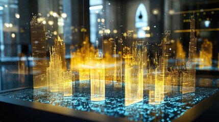 Obraz premium Futuristic Cityscape with Holographic Structures