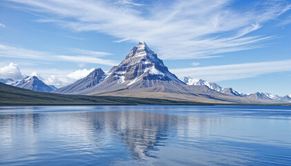 The mountain sky and lake background