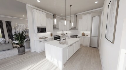Modern Bright Kitchen with Island and Open Layout