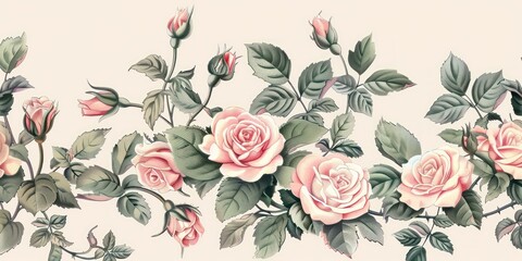 illustration pink rose rustic vintage old antique pale color wallpaper white background