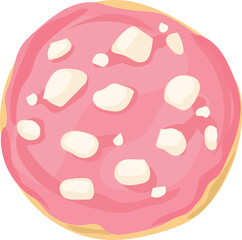 Pink Frosted Cookie with White Toppings.