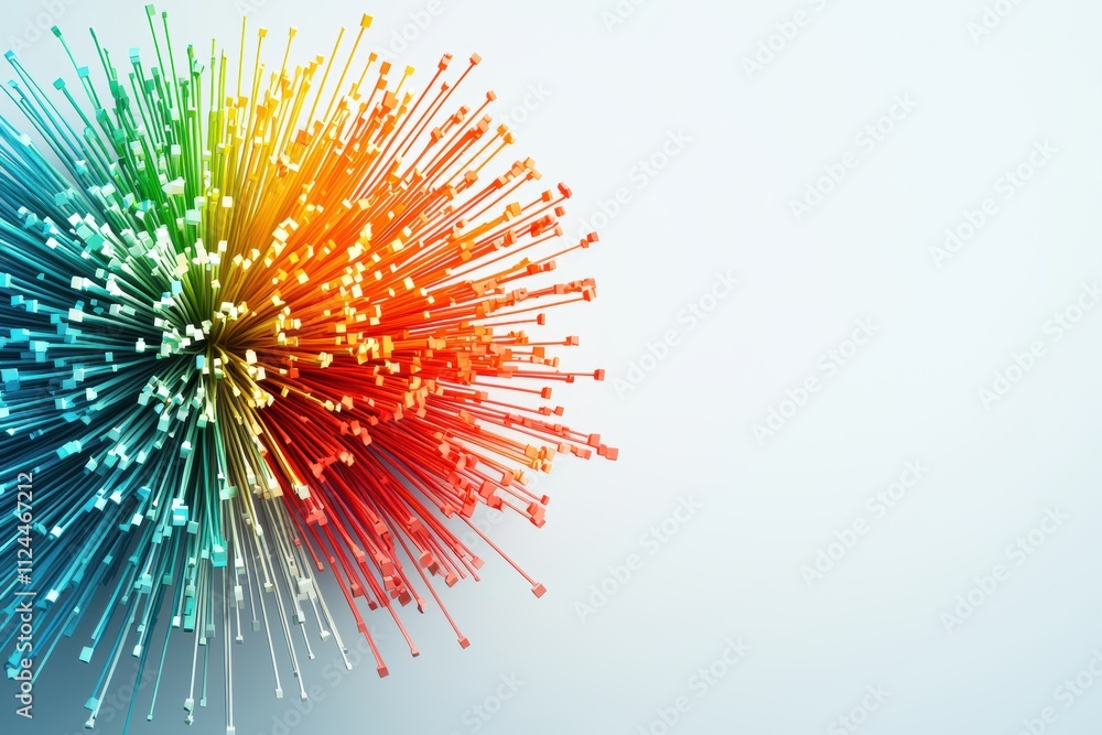 Poster abstract colorful sphere with vibrant lines and soft background for modern design