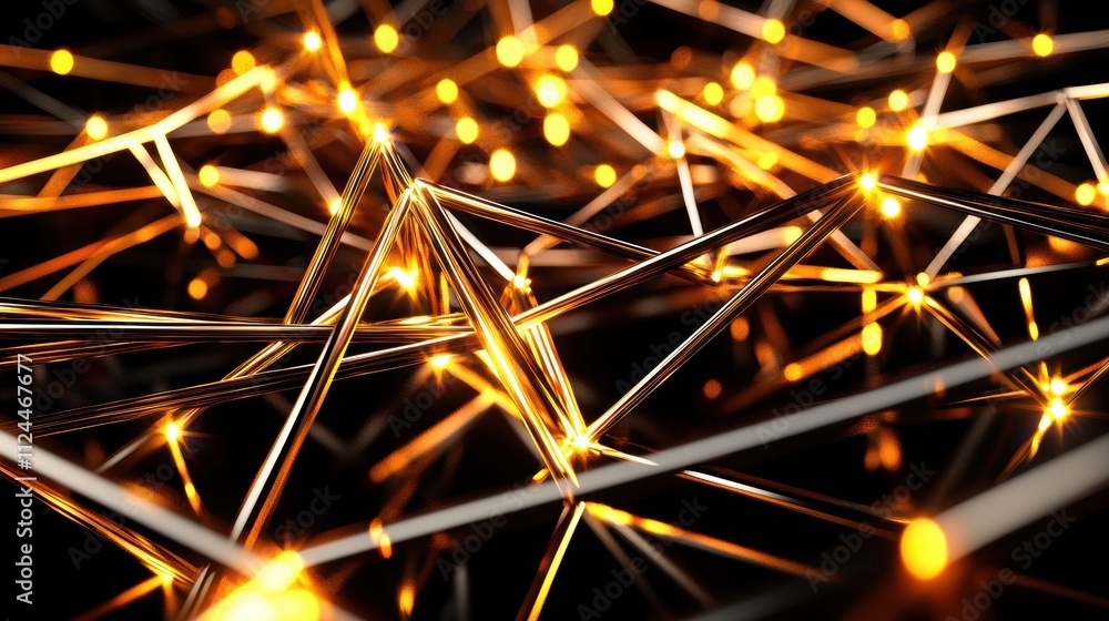 Poster abstract glowing lines and shapes in a dark background