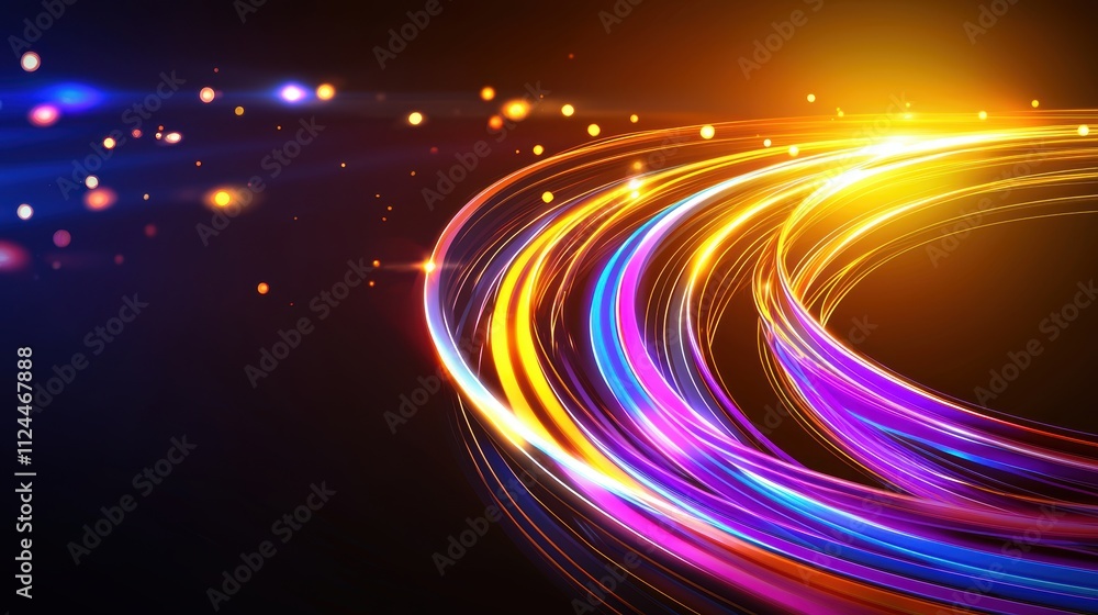 Poster vibrant swirls of light in abstract background with colorful effects