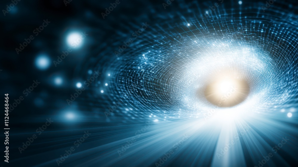Poster futuristic digital tunnel abstract data stream network technology background