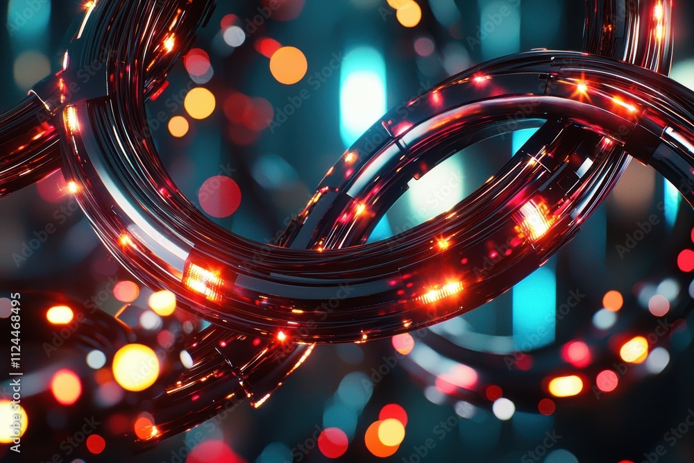 Poster colorful abstract background with twisting lights and bokeh effect