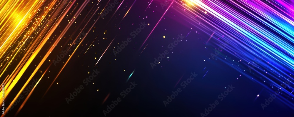 Poster colorful abstract background with light trails and sparkling effects