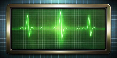 EKG green wave tracing displayed on ICU monitor , medical, technology, healthcare, heart rate, monitoring