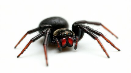 Fototapeta premium Close-up of a black spider with red markings