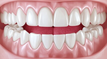 Obraz premium Close-up view of human teeth and gums for dental education.