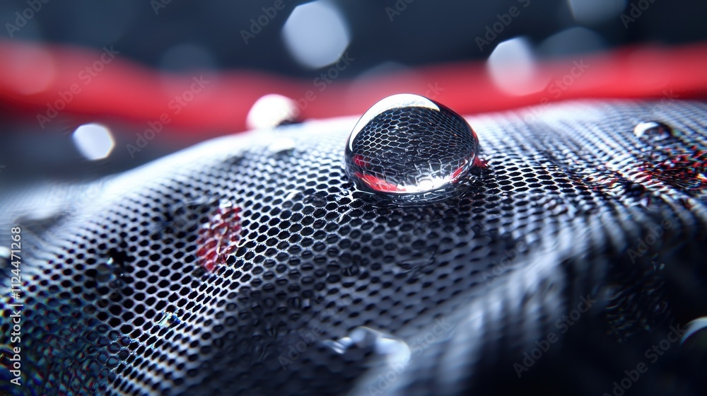 Aufkleber water droplet on textured surface with bokeh effect and reflection