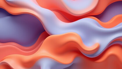 Abstract Fluid Coral And Lavender Swirls